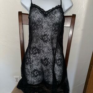 Victoria's Secret Black Floral Lace Sheer Chemise